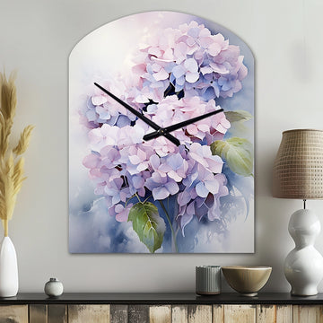 Purple Hydrangea Graceful Whispers - Asymmetric Metal Wall Clock